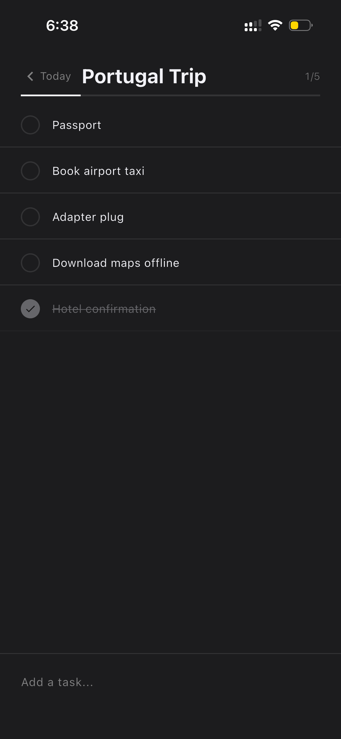 DailyDo named lists — Charcoal theme