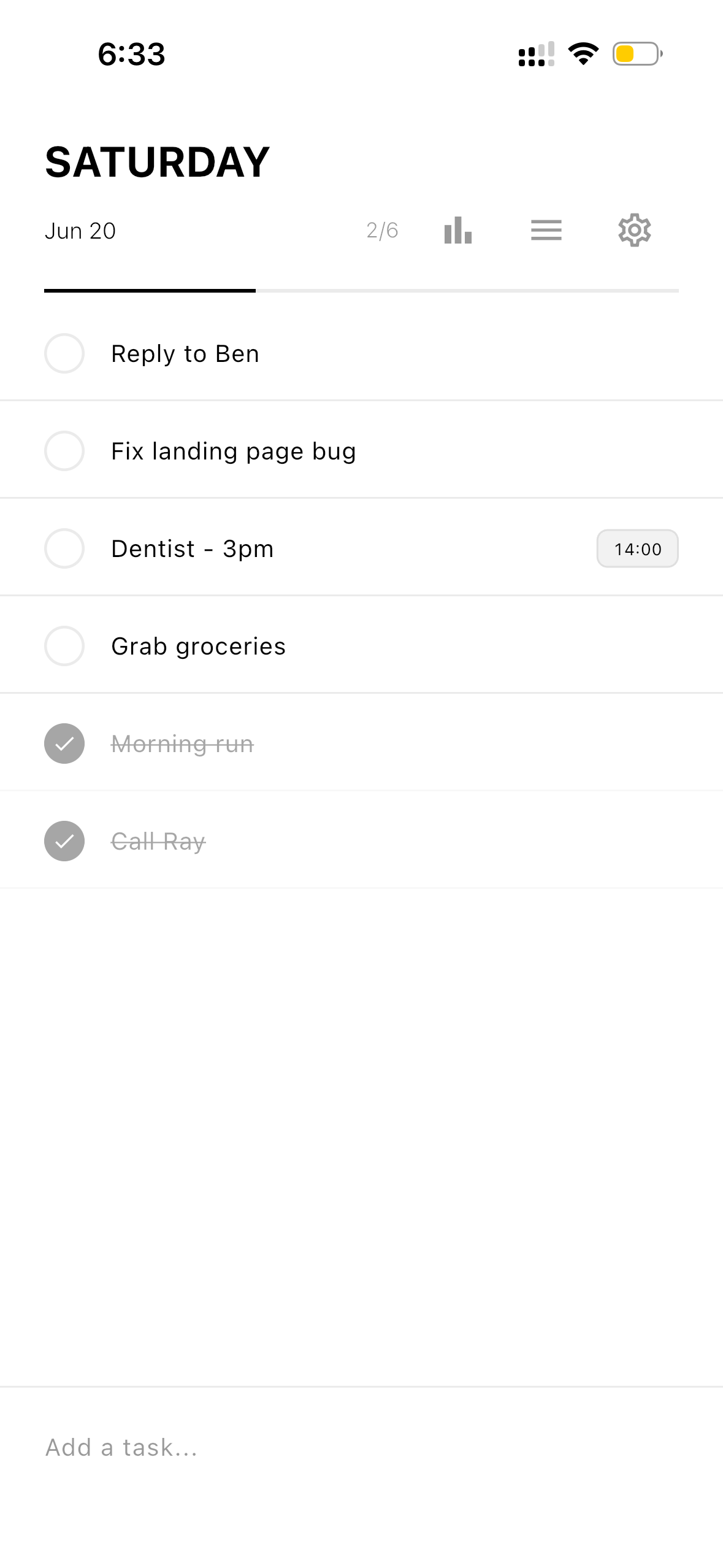 DailyDo today screen — White theme