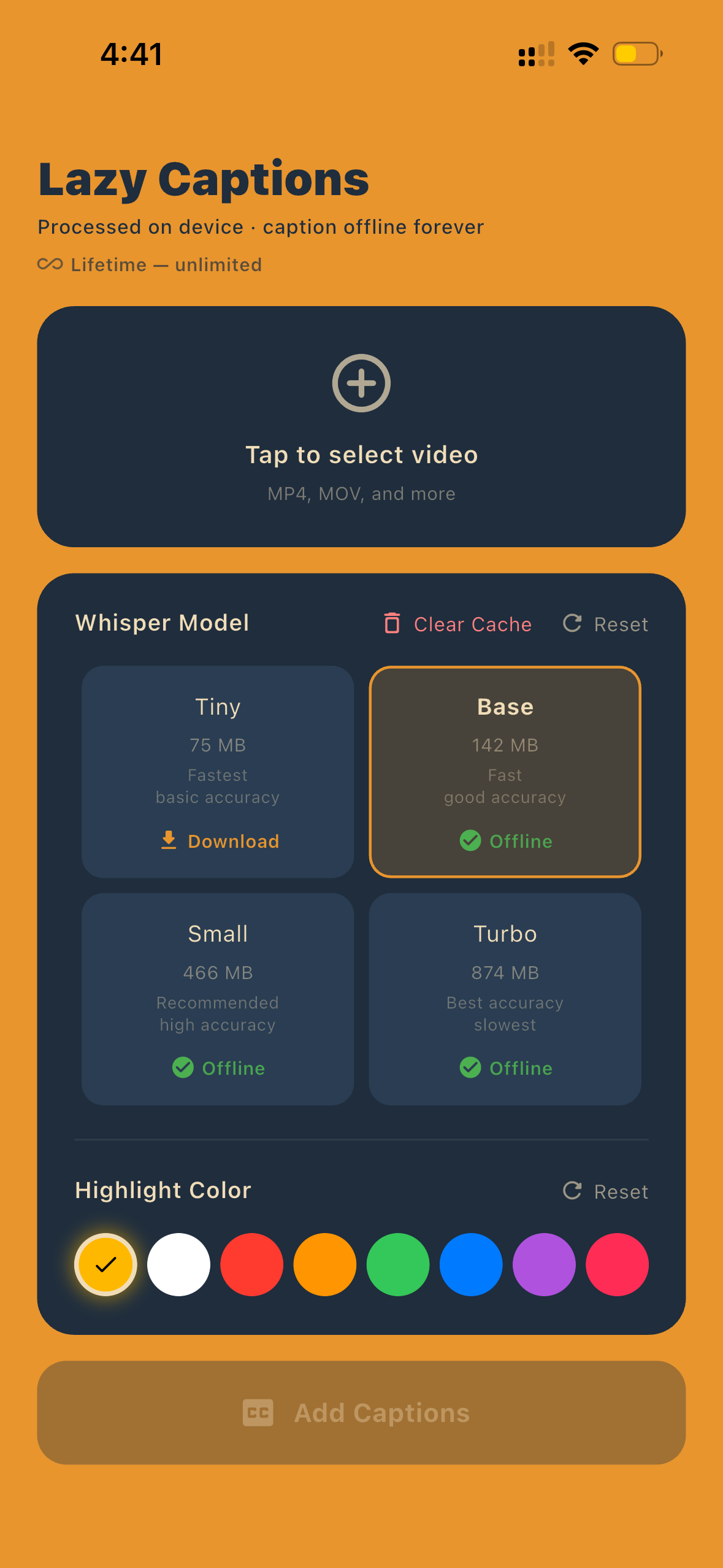 Lazy Captions — select video